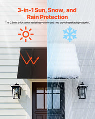 Fixed Metal Awning 1125 × 610 mm, Window Awning Door Canopy, Stable Triangle Steel Frame Awnings for Doors Exterior Rain, and Snow Sunlight Protection for Door Entrance, Windows, Porches, Balconies