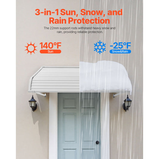 Aluminum Awning 1219 × 1066 mm, Durable Window Awning Door Canopy, Lightweight and Stable Aluminum Exterior Awnings Rain Snow Sunlight Protection for Door Entrance Windows Patio Porch