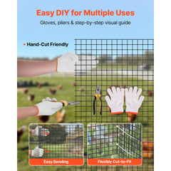 Hardware Cloth 61cm x 15.2m, 1/2 in 19 Gauge Galvanized Wire Mesh Roll, Weather-Resistant Vinyl Coated Chicken Wire Fencing, Heavy Duty Welded Garden Plant Fencing for Rabbit Cage Snake Fence