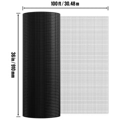 Hardware Cloth, 36'' x 100' Galvanized Wire Mesh Roll, 19 Gauge Chicken Wire Fence Roll, Vinyl Coating Metal Wire Mesh for Chicken Coop Barrier, Rabbit Snake Fences, Poultry Enclosures