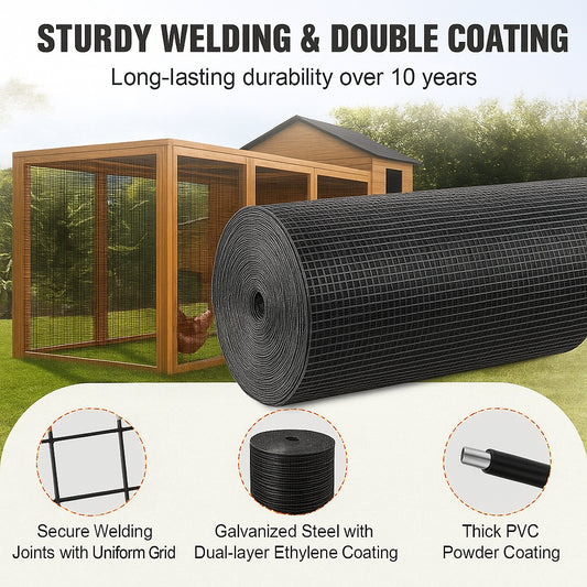 Hardware Cloth, 36'' x 100' Galvanized Wire Mesh Roll, 19 Gauge Chicken Wire Fence Roll, Vinyl Coating Metal Wire Mesh for Chicken Coop Barrier, Rabbit Snake Fences, Poultry Enclosures