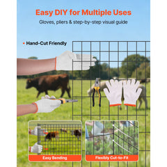 Farm Fence, 122cm x 15.2m, 2 x 4 in Mesh 14 Gauge Galvanized Steel Wire Fencing for Cattle, Hog & Sheep , Heavy Duty Vinyl Coated Livestock Fence for Animal Enclosures, Cage Wire, Garden Fences