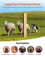Farm Fence, 122cm x 15.2m, 2 x 4 in Mesh 14 Gauge Galvanized Steel Wire Fencing for Cattle, Hog & Sheep , Heavy Duty Vinyl Coated Livestock Fence for Animal Enclosures, Cage Wire, Garden Fences