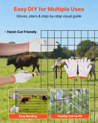 Farm Fence, 122cm x 15.2m, 2 x 4 in Mesh 14 Gauge Galvanized Steel Wire Fencing for Cattle, Hog & Sheep , Heavy Duty Vinyl Coated Livestock Fence for Animal Enclosures, Cage Wire, Garden Fences