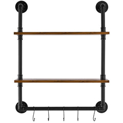 Industrial Pipe Shelf 2 Tier 24x7.87in Wall-Mount for Kitchen Bedroom