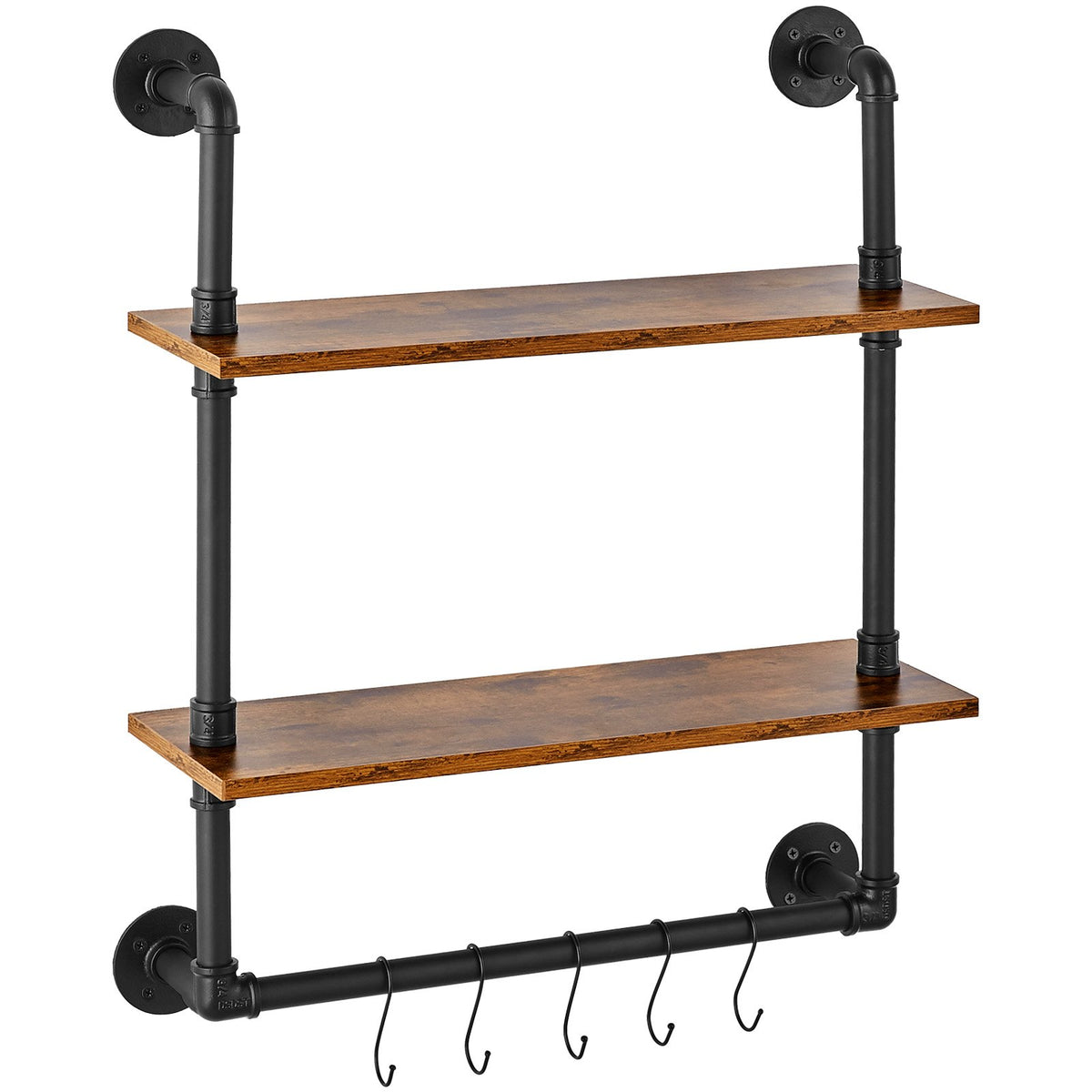 Industrial Pipe Shelf 2 Tier 24x7.87in Wall-Mount for Kitchen Bedroom