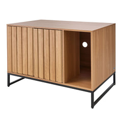 Cat Litter Box Enclosure Furniture, 80 cm Hidden Litter Box Cabinet with Scratch Pad & Storage, Waterproof Cat Washroom End Table Cat House, Fit Most of Litterbox, for Bedroom Living Room