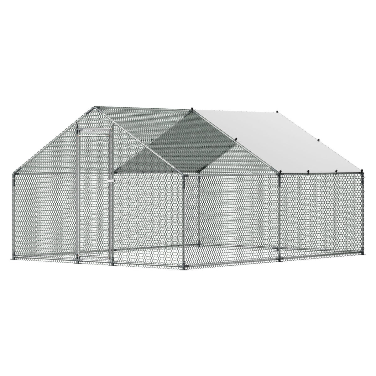 Metal Chicken Coop, 9.8x13.1x6.5 ft Large Walk-in Chicken Runs with Cover, Spire Roof Hen House Enclosure with Security Lock, Outdoor Duck Rabbit Cage Poultry Pen for Backyard, Farm, Yard