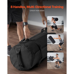 Workout Sandbag, Heavy Duty Workout Power Bags with Handles, 23-56 kg Adjustable Slam Bag for Fitness Strength Weight Training Cross-Training, Home Gym Exercise, Black (Unfilled)