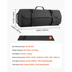 Workout Sandbag, Heavy Duty Workout Power Bags with Handles, 23-56 kg Adjustable Slam Bag for Fitness Strength Weight Training Cross-Training, Home Gym Exercise, Black (Unfilled)