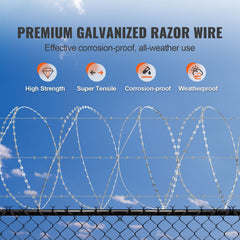 Razor Wire Razor Barbed Wire 147ft 3Rolls Razor Wire Fencing Double Spiral