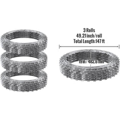 Razor Wire Razor Barbed Wire 147ft 3Rolls Razor Wire Fencing Double Spiral