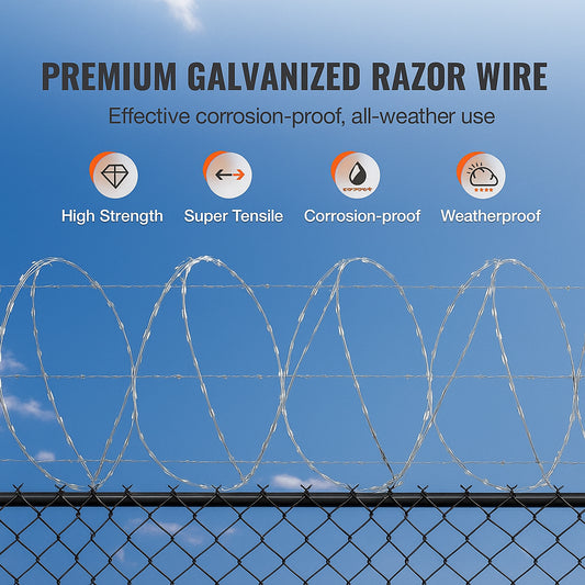 Razor Wire Razor Barbed Wire 147ft 3Rolls Razor Wire Fencing Double Spiral
