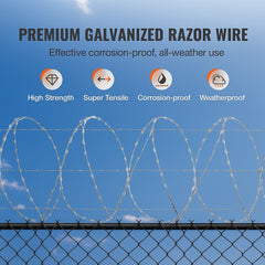 Razor Wire Razor Barbed Wire 147ft 3Rolls Razor Wire Fencing Double Spiral