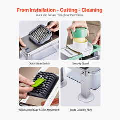 Vegetable Chopper Mandoline Slicer, All-in-1 Food Veggie Cutter with 8 Stainless Steel Blades, Cheese Grater Onion Potato Salad Dicer with Container,Kitchen Gadgets&Essentials Home Appliances