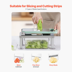 Vegetable Chopper Mandoline Slicer, All-in-1 Food Veggie Cutter with 8 Stainless Steel Blades, Cheese Grater Onion Potato Salad Dicer with Container,Kitchen Gadgets&Essentials Home Appliances
