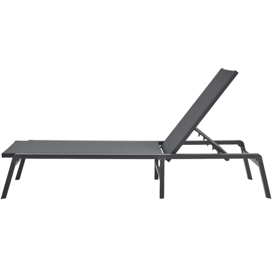 Chaise Lounge Chair Outdoor, Aluminum Patio Lounge Chair with Adjustable 5-Position, Folding Pool Lounge Chair Recliner and Full Flat Tanning Chair for Patio, Beach, Pool, Dark Grey