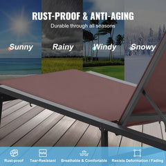 Chaise Lounge Chair Outdoor Patio Lounge Chair Adjustable 5-Position 2 pcs