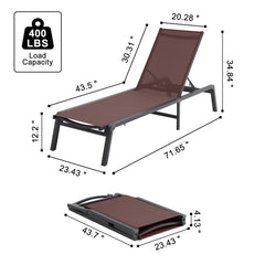 Chaise Lounge Chair Outdoor Patio Lounge Chair Adjustable 5-Position 2 pcs