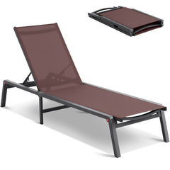 Chaise Lounge Chair Outdoor Patio Lounge Chair Adjustable 5-Position 2 pcs