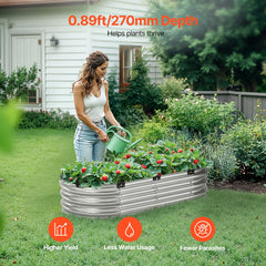 Metal Raised Garden Bed 4x2x1 ft Outdoor Galvanized Planter Box Silver