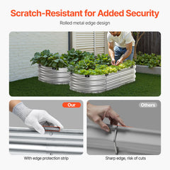 Metal Raised Garden Bed 4x2x1 ft Outdoor Galvanized Planter Box Silver