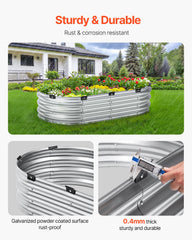 Metal Raised Garden Bed 4x2x1 ft Outdoor Galvanized Planter Box Silver