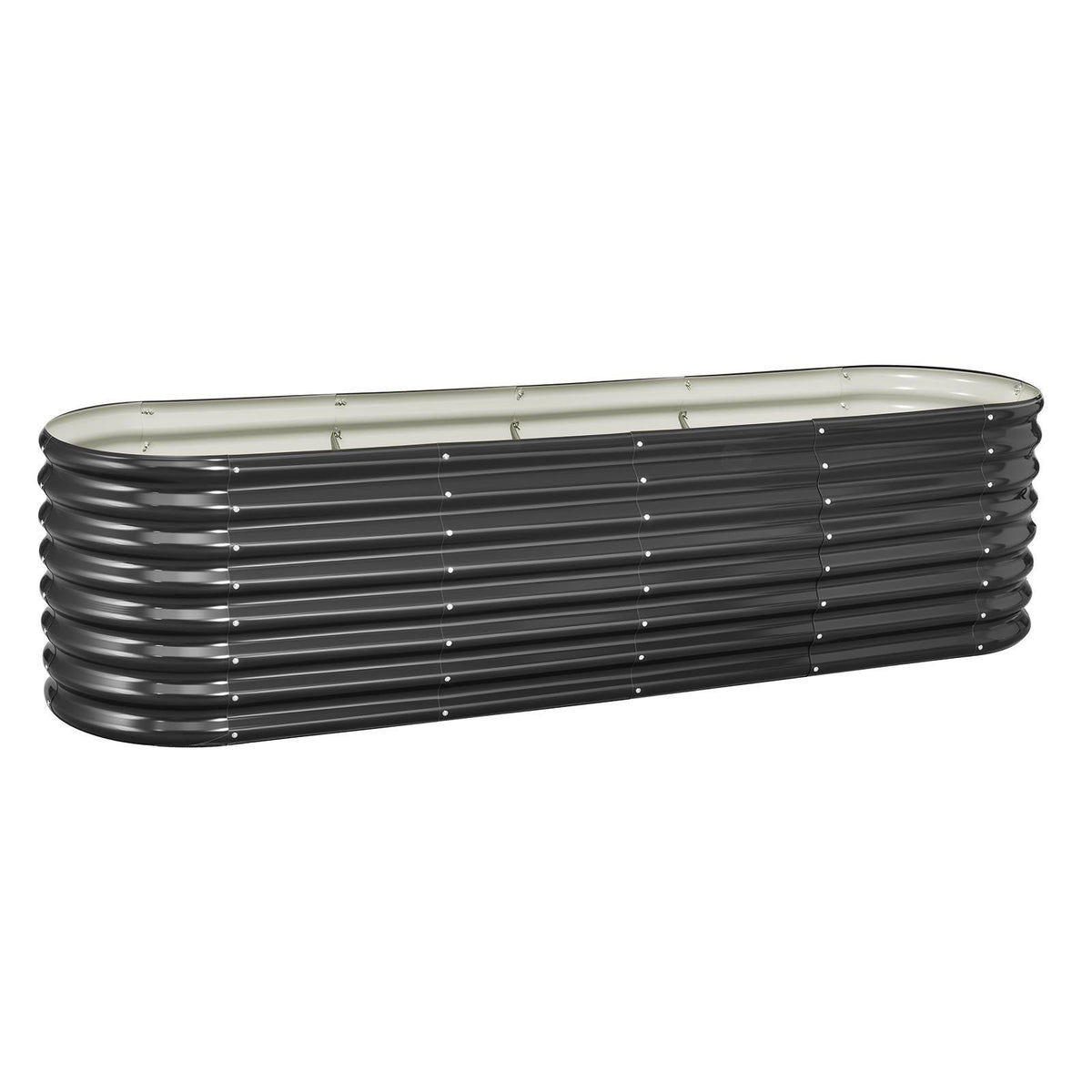 Metal Raised Garden Bed, 2.4 x 0.6 x 0.6 m Oval Outdoor Galvanized Planter Garden Box, Open Bottom Design, Large Planter Raised Bed for Growing Vegetables, Flowers, Herbs, Succulents, Dark Gray