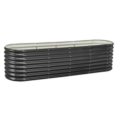 Metal Raised Garden Bed, 2.4 x 0.6 x 0.6 m Oval Outdoor Galvanized Planter Garden Box, Open Bottom Design, Large Planter Raised Bed for Growing Vegetables, Flowers, Herbs, Succulents, Dark Gray