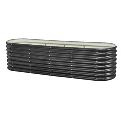 Metal Raised Garden Bed, 2.4 x 0.6 x 0.6 m Oval Outdoor Galvanized Planter Garden Box, Open Bottom Design, Large Planter Raised Bed for Growing Vegetables, Flowers, Herbs, Succulents, Dark Gray