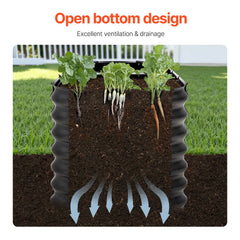 Metal Raised Garden Bed, 8 x 2 x 2 ft Outdoor Galvanized Planter Box, with Open Bottom, Large Oval Planter Raised Bed for Gardening Vegetables, Flowers, Herbs, and Succulent Plants, Dark Gray