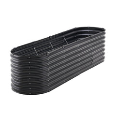 Metal Raised Garden Bed, 8 x 2 x 2 ft Outdoor Galvanized Planter Box, with Open Bottom, Large Oval Planter Raised Bed for Gardening Vegetables, Flowers, Herbs, and Succulent Plants, Dark Gray
