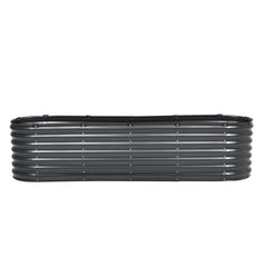 Metal Raised Garden Bed, 8 x 2 x 2 ft Outdoor Galvanized Planter Box, with Open Bottom, Large Oval Planter Raised Bed for Gardening Vegetables, Flowers, Herbs, and Succulent Plants, Dark Gray