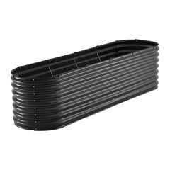 Metal Raised Garden Bed, 8 x 2 x 2 ft Outdoor Galvanized Planter Box, with Open Bottom, Large Oval Planter Raised Bed for Gardening Vegetables, Flowers, Herbs, and Succulent Plants, Dark Gray
