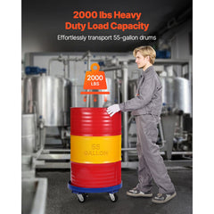 55 Gallon Drum Dolly 2000 lbs Barrel Dolly Cart Drum Caddy 4 Caster Wheels