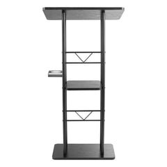 Podium Stand, 1180 mm Metal Lectern, Curved Standing Podium with Wide Reading Surface, Open Storage Compartment, Book Stopper, Cup Holder, for Classroom, Wedding, Conference, Speech, Concert