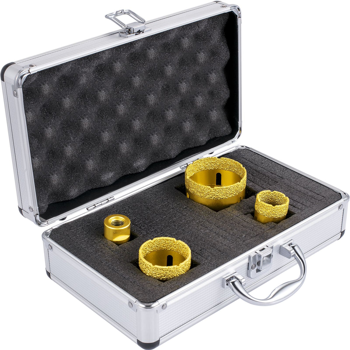 Diamond Drill Bits 4PCS Diamond Hole Saw 25/35/50/68mm Tile Hole Saw Kit Vacuum Brazed Diamond Drill Bit 0.59in/15mm Segment Tile Hole Saw w Storage Case for Tile Ceramic Porcelain Marble Stone