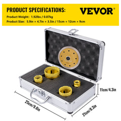 Diamond Drill Bits 4PCS Diamond Hole Saw 25/35/50/68mm Tile Hole Saw Kit Vacuum Brazed Diamond Drill Bit 0.59in/15mm Segment Tile Hole Saw w Storage Case for Tile Ceramic Porcelain Marble Stone