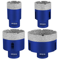 Diamond Drill Bits 4PCS Diamond Hole Saw 35/40/50/68mm Tile Hole Saw Kit Vacuum Brazed Diamond Drill Bit 0.59in/15mm Segment Tile Hole Saw w Storage Case for Tile Ceramic Porcelain Marble Stone