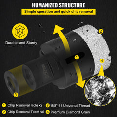 Diamond Drill Bits 6PCS Diamond Hole Saw 20/35/40/50/55/68mm Tile Hole Saw Kit Vacuum Brazed Diamond Drill Bit 0.59in/15mm Segment Tile Hole Saw w Storage Case for Tile Ceramic Porcelain Marble