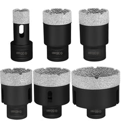 Diamond Drill Bits 6PCS Diamond Hole Saw 20/35/40/50/55/68mm Tile Hole Saw Kit Vacuum Brazed Diamond Drill Bit 0.59in/15mm Segment Tile Hole Saw w Storage Case for Tile Ceramic Porcelain Marble