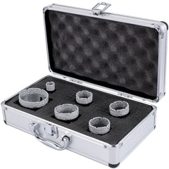 Diamond Drill Bits 6PCS Diamond Hole Saw 20/35/40/50/55/68mm Tile Hole Saw Kit Vacuum Brazed Diamond Drill Bit 0.59in/15mm Segment Tile Hole Saw w Storage Case for Tile Ceramic Porcelain Marble