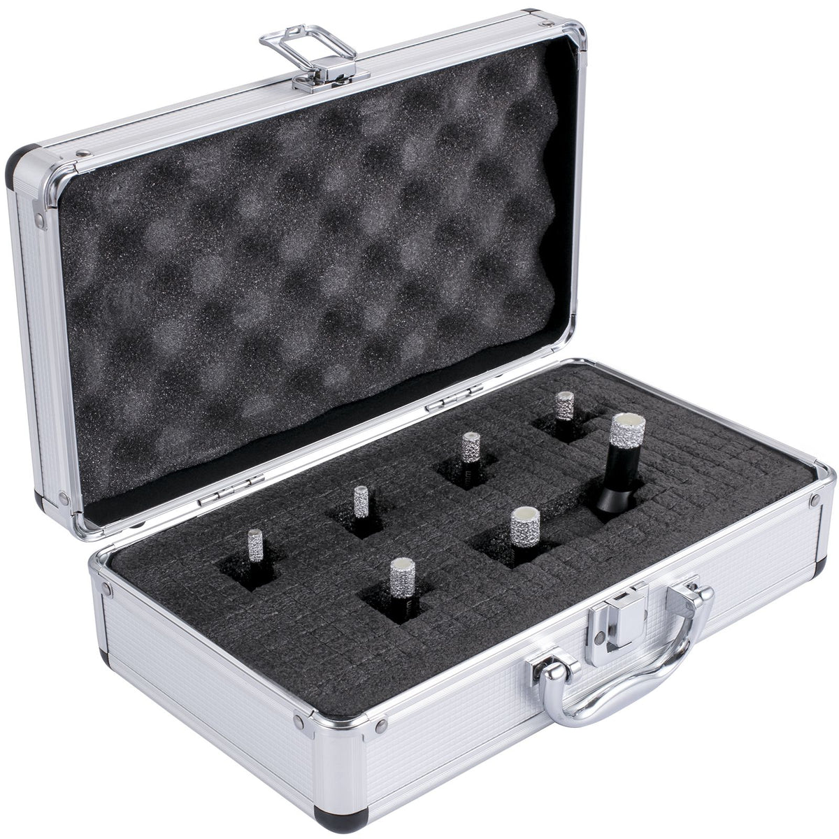 Diamond Drill Bits 7PCS Diamond Hole Saw 6/6/8/8/10/12/14mm Tile Hole Saw Kit Vacuum Brazed Diamond Drill Bit 0.59in/15mm Segment Tile Hole Saw w Storage Case for Tile Ceramic Porcelain Marble