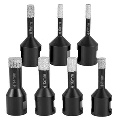 Diamond Drill Bits 7PCS Diamond Hole Saw 6/6/8/8/10/12/14mm Tile Hole Saw Kit Vacuum Brazed Diamond Drill Bit 0.59in/15mm Segment Tile Hole Saw w Storage Case for Tile Ceramic Porcelain Marble