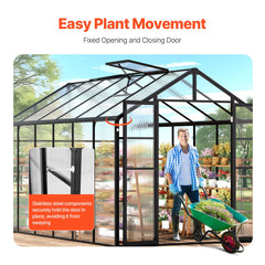 Polycarbonate Greenhouse 8 x 12 Ft Outdoor Walk-in Greenhouse for Garden
