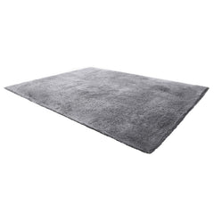 Indoor Plush Area Rugs, 2.44 x 3.05m Soft Plush Carpet, Furry Shag Area Rugs for Living Room, Bedroom, Sunroom, Modern Home Decor Aesthetic, Non-Shedding, Non-Woven, Slip-Resistant, Smoke Gray