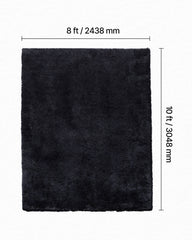 Indoor Plush Area Rugs, 2.44 x 3.05m Soft Plush Carpet, Furry Shag Area Rugs for Living Room, Bedroom, Sunroom, Modern Home Decor Aesthetic, Non-Shedding, Non-Woven, Slip-Resistant, Black