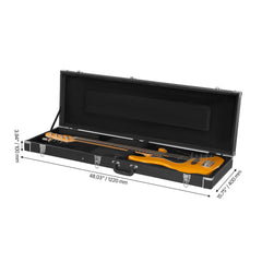 Bass Guitar Hard Case, 1220 mm Rectangular Guitar Hard Case, With Lock Latch Keys Handle, PVC Padding Soft Lining Water-Resistant Hard Shell Guitar Case, for 990-1180 mm Bass Guitars, Black
