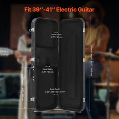 Electric Guitar Hard Case, 1095 mm Rectangular Guitar Hard Case, With Lock Latch Keys Handle, PVC Padding Soft Lining Water-Resistant Hard Shell Guitar Cases, for 990 mm Electric Guitars, Black