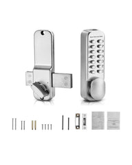 Mechanical Keyless Entry Door Lock, 14 Key Mechanical Door Lock, Mechanical Keypad Door Lock with Adjustable Thumb Knob, Single-Side Zinc Alloy Waterproof Keyless Gate Lock, for Home Office